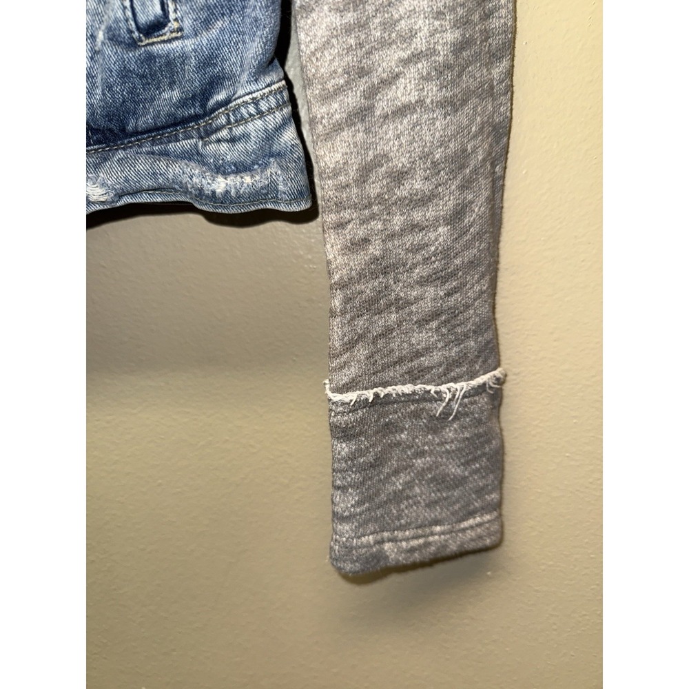 Free People Jean Jacket Womens XS Drawstring Hooded Trucker Sweatshirt - Picture 3 of 8